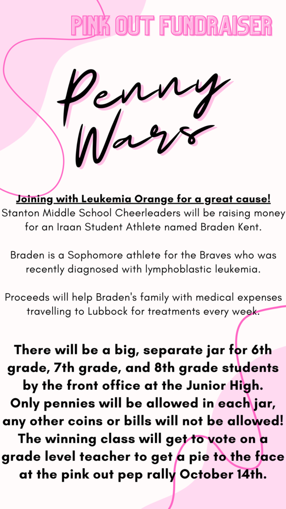 Come help us raise money for Braden Kent of Iraan by participating in the Penny Wars!